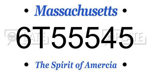6T55545 Massachusetts License Plate