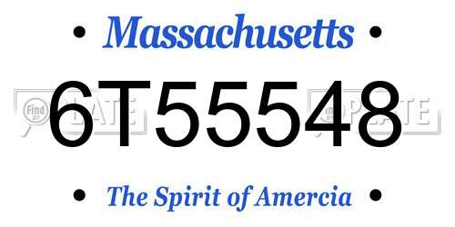6T55548 Massachusetts License Plate