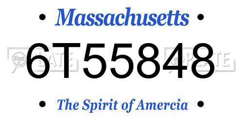 6T55848 Massachusetts License Plate
