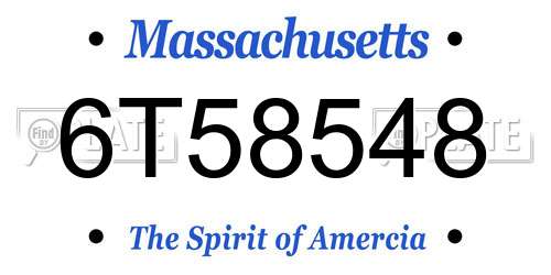 6T58548 Massachusetts License Plate