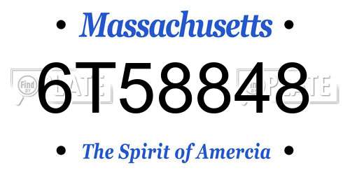 6T58848 Massachusetts License Plate