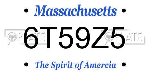 6T59Z5 Massachusetts License Plate