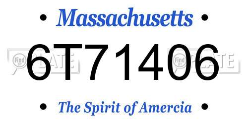 6T71406 Massachusetts License Plate