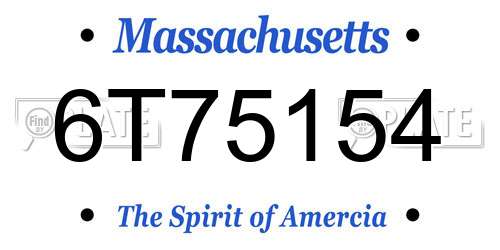 6T75154 Massachusetts License Plate