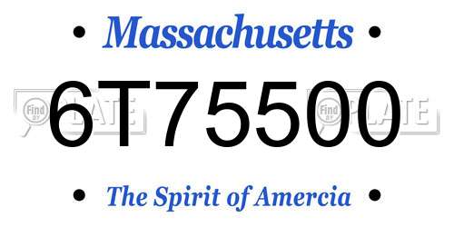 6T75500 Massachusetts License Plate
