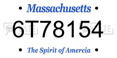 6T78154 Massachusetts License Plate
