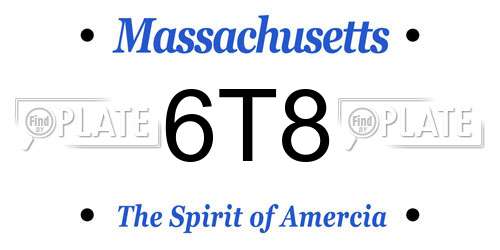6T8 Massachusetts License Plate