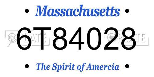 6T84028 Massachusetts License Plate