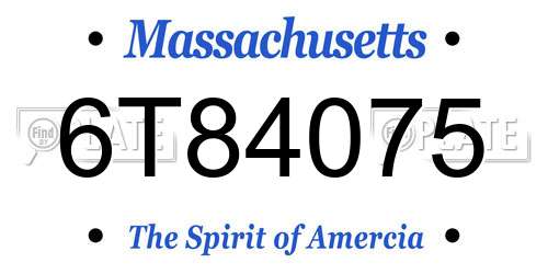 6T84075 Massachusetts License Plate