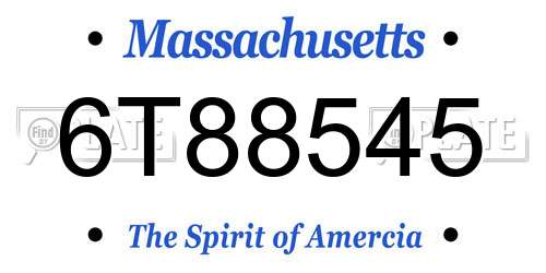 6T88545 Massachusetts License Plate