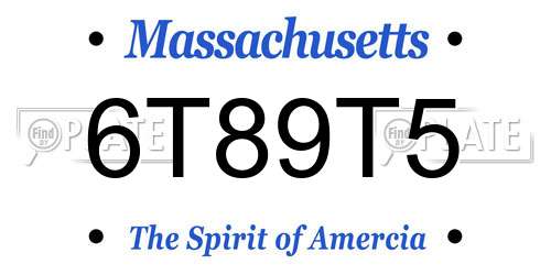 6T89T5 Massachusetts License Plate