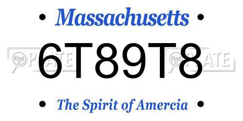 6T89T8 Massachusetts License Plate