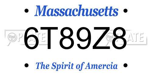 6T89Z8 Massachusetts License Plate