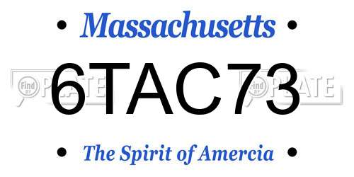 6TAC73 Massachusetts License Plate