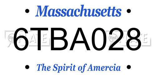 6TBA028 Massachusetts License Plate