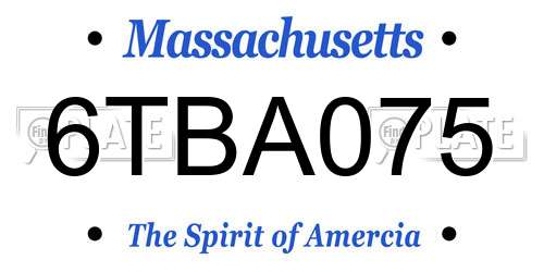 6TBA075 Massachusetts License Plate