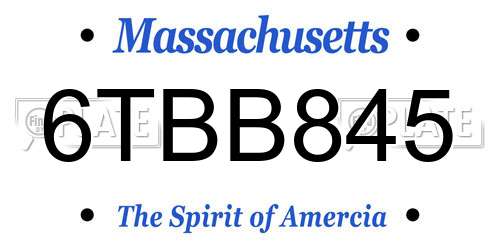 6TBB845 Massachusetts License Plate