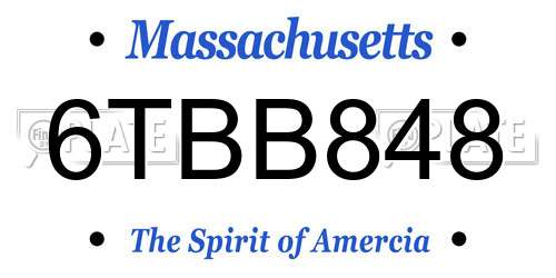 6TBB848 Massachusetts License Plate