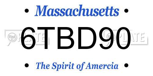 6TBD90 Massachusetts License Plate