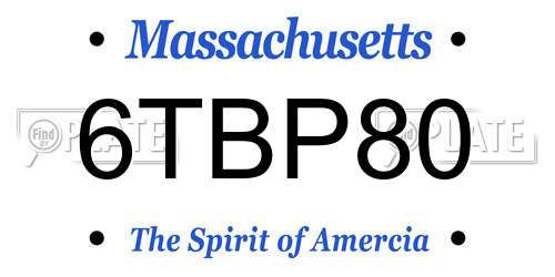 6TBP80 Massachusetts License Plate