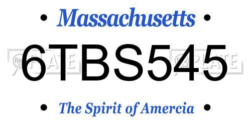6TBS545 Massachusetts License Plate