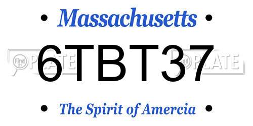 6TBT37 Massachusetts License Plate