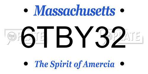 6TBY32 Massachusetts License Plate