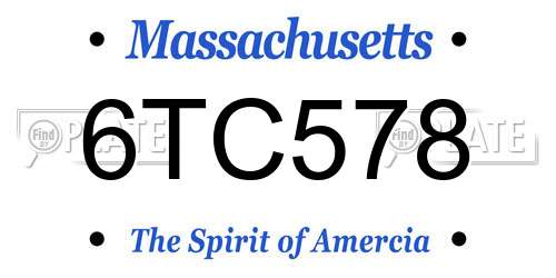 6TC578 Massachusetts License Plate