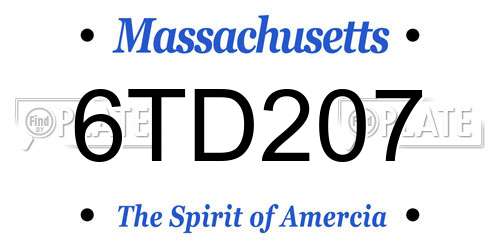 6TD207 Massachusetts License Plate