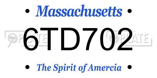 6TD702 Massachusetts License Plate
