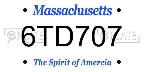 6TD707 Massachusetts License Plate
