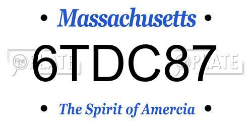 6TDC87 Massachusetts License Plate