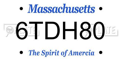 6TDH80 Massachusetts License Plate