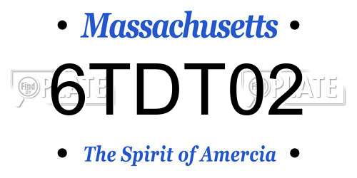 6TDT02 Massachusetts License Plate