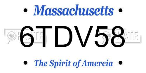 6TDV58 Massachusetts License Plate