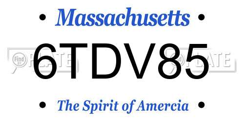 6TDV85 Massachusetts License Plate