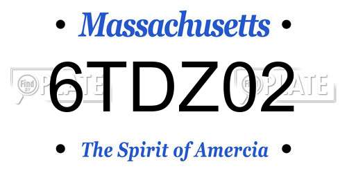 6TDZ02 Massachusetts License Plate