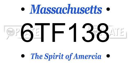 6TF138 Massachusetts License Plate