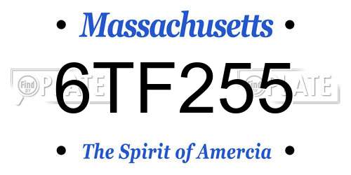 6TF255 Massachusetts License Plate