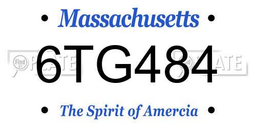 6TG484 Massachusetts License Plate
