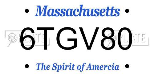 6TGV80 Massachusetts License Plate