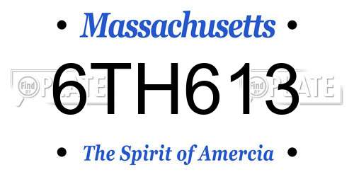 6TH613 Massachusetts License Plate