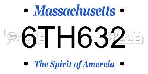 6TH632 Massachusetts License Plate