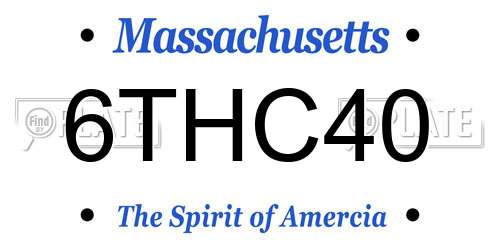 6THC40 Massachusetts License Plate
