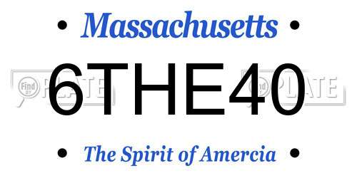 6THE40 Massachusetts License Plate