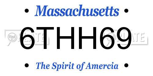 6THH69 Massachusetts License Plate