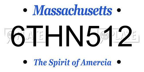 6THN512 Massachusetts License Plate