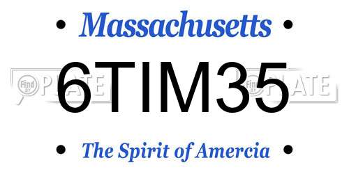 6TIM35 Massachusetts License Plate