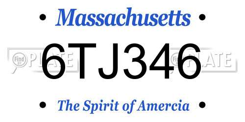 6TJ346 Massachusetts License Plate