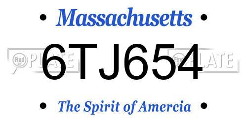 6TJ654 Massachusetts License Plate